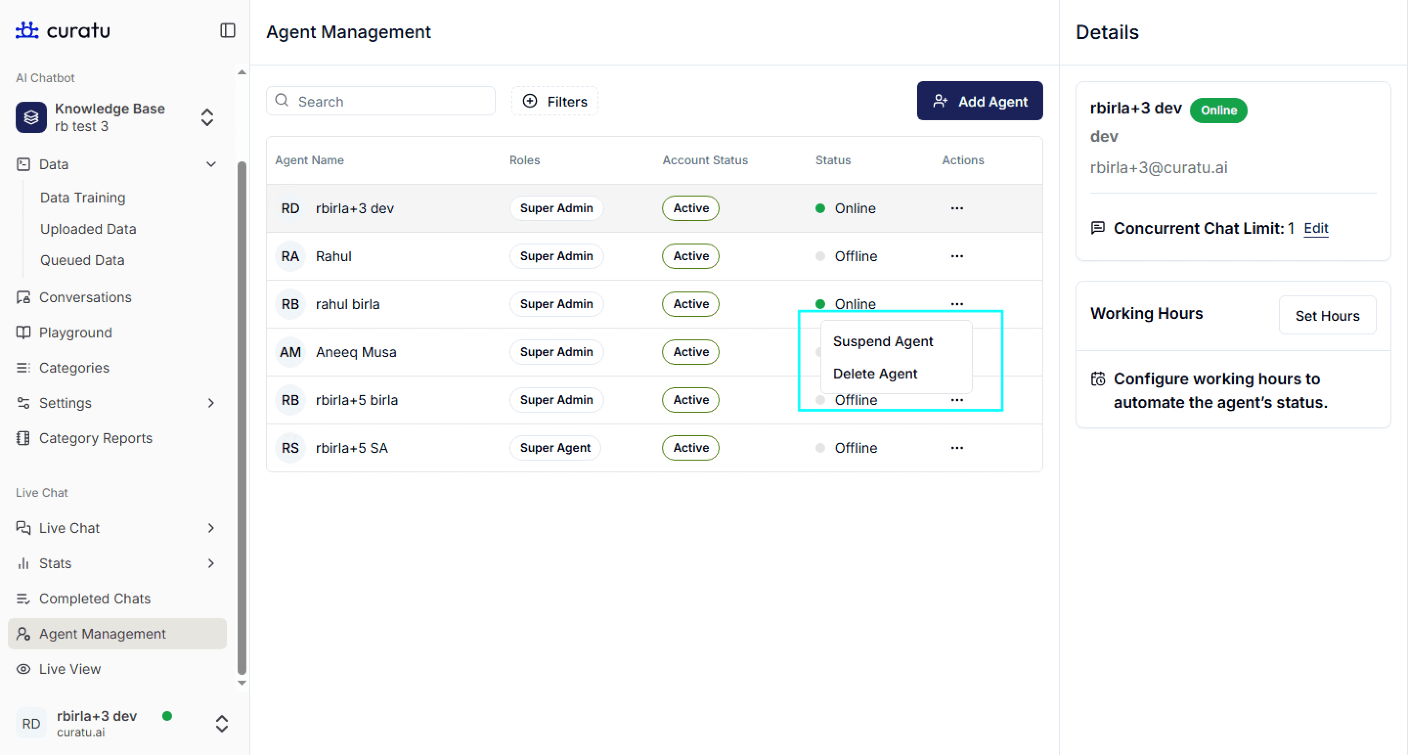 Agent Management Action