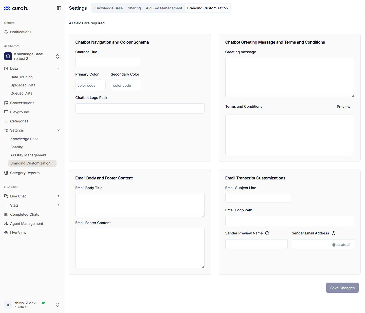 Branding Customization Tab