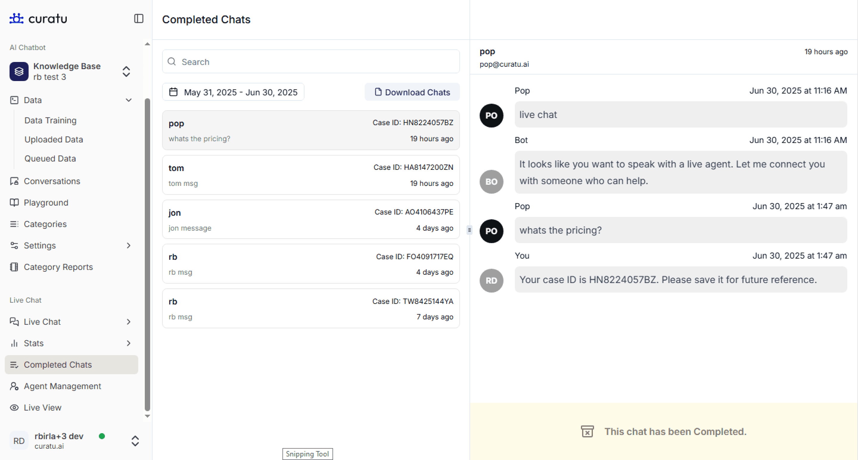 Completed Chats