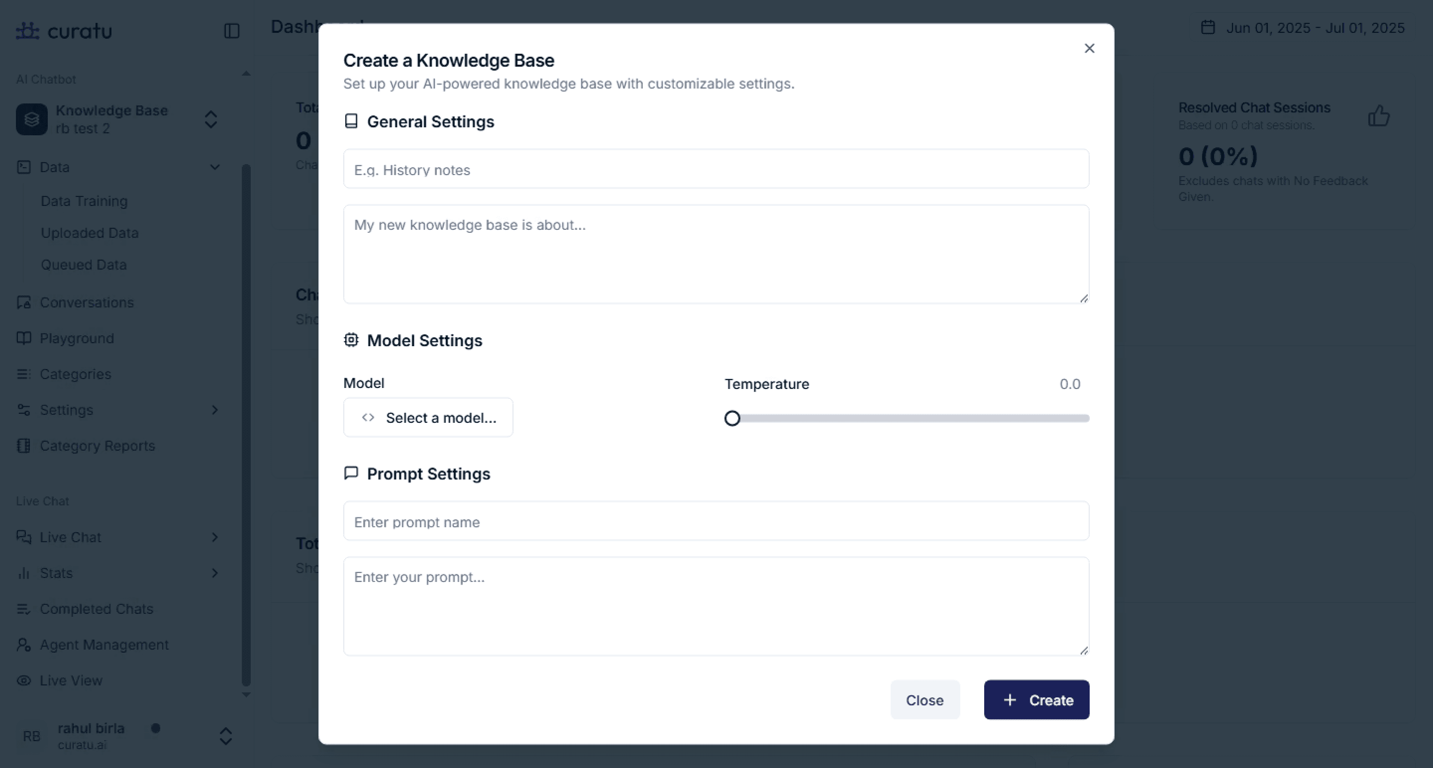 Create Knowledge Base modal